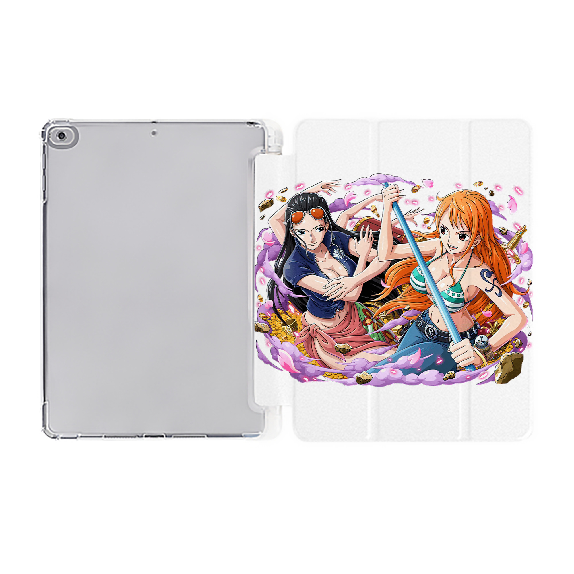 （画像用） ワンピース ニコ・ロビン ONE PIECE Nico Robin IPad ケース ペン収納付き 三つ折りスタンド PUレザー×シリコン 対応機種9.5/10.5/10.9インチ